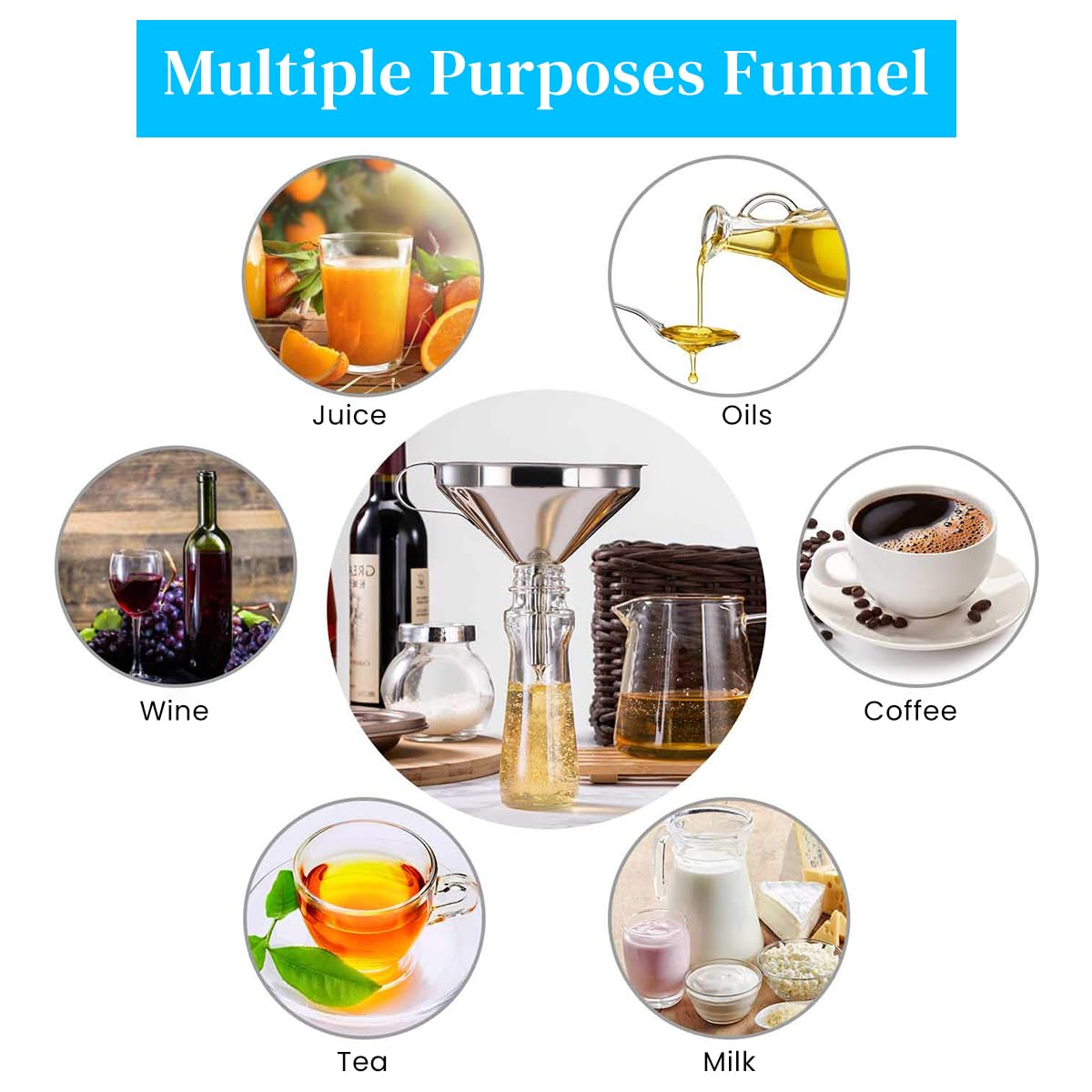HASTHIP Kitchen Funnel 5.12 Inches Stainless Steel Funnel with 100 Mesh Strainer Food Grade Stainless Steel Funnel for Oil, Homemade Drinks, Wines, DIY Craft Making HASTHIP Kitchen Funnel 5.12 Inches Stainless Steel Funnel with 100 Mesh Strainer Food Grade Stainless Steel Funnel for Oil, Homemade Drinks, Wines, DIY Craft Making